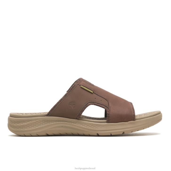 couro marrom escuro ativar sandália deslizante homens Hush Puppies sandália ZZ6R317