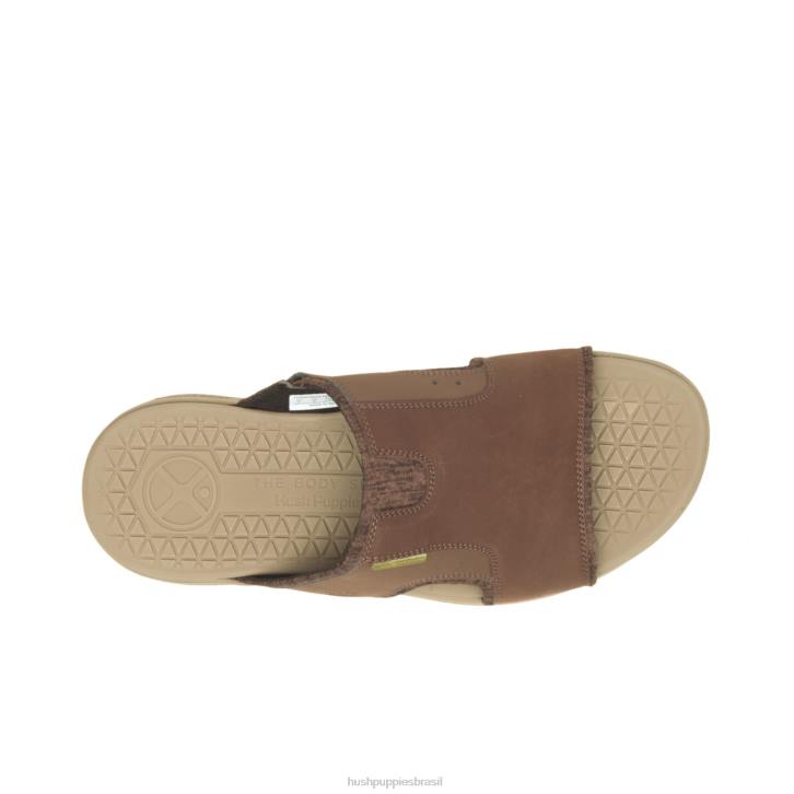 couro marrom escuro ativar sandália deslizante homens Hush Puppies sandália ZZ6R317