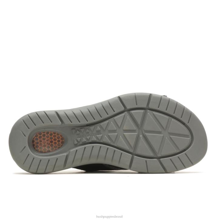 couro preto ousado ativar sandália deslizante homens Hush Puppies sandália ZZ6R319