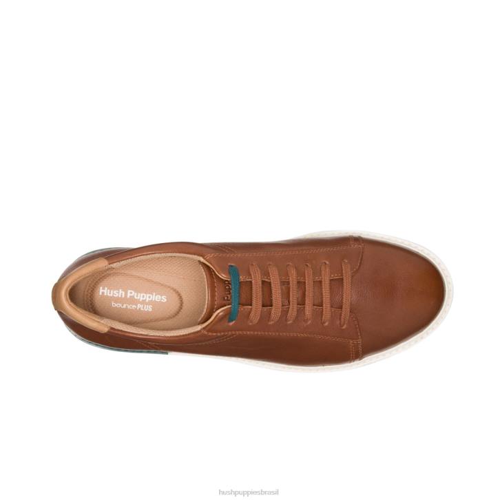 couro conhaque sapatilha de saúde homens Hush Puppies tênis ZZ6R324