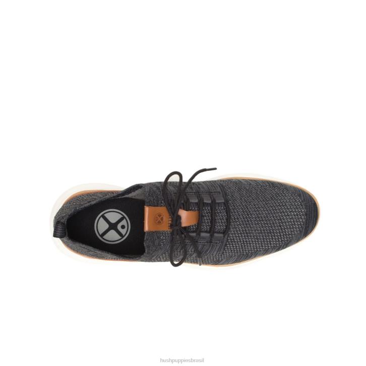 malha preta ousada avanço de malha com cadarço homens Hush Puppies tênis ZZ6R291