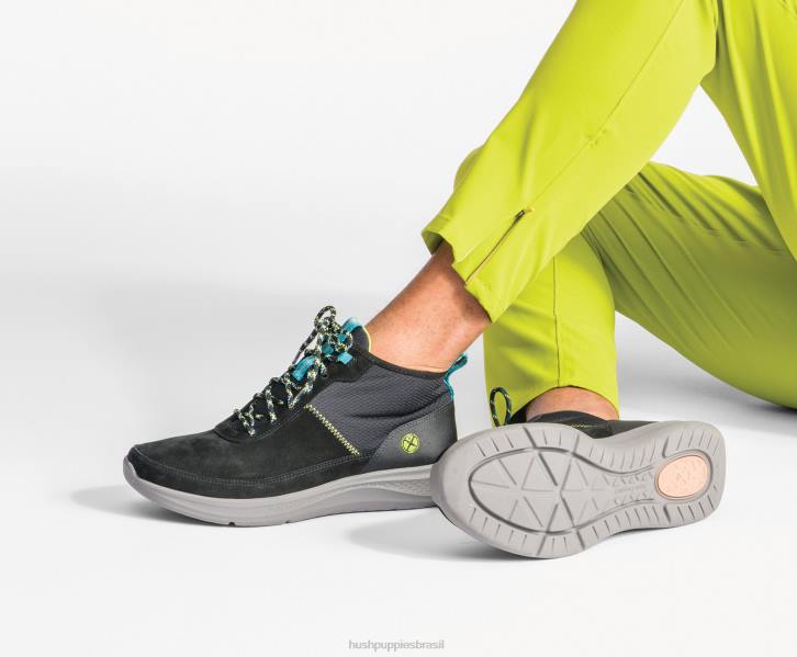 nubuck preto ousado elevar chukka homens Hush Puppies tênis ZZ6R341