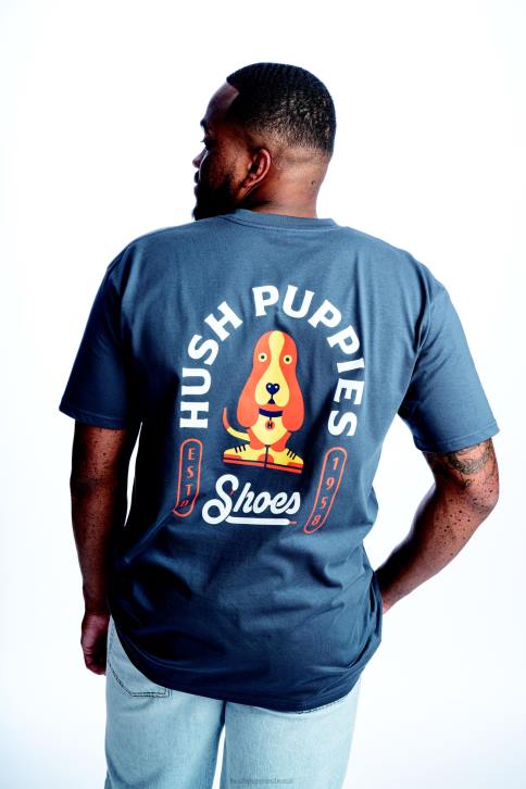 azul-marinho camiseta estampada basset hound moderna homens Hush Puppies Camisetas ZZ6R365