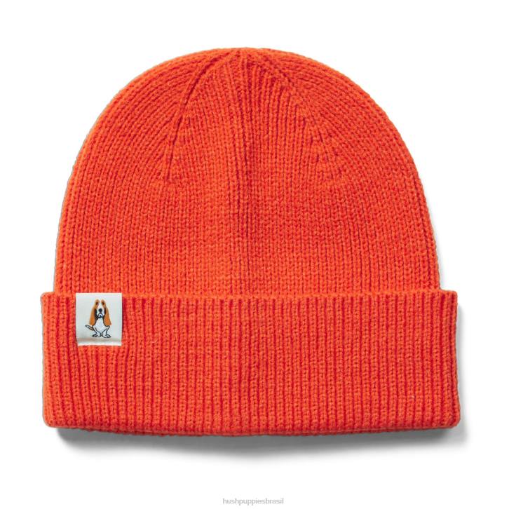 laranja tijolo gorro de malha mulheres Hush Puppies gorro ZZ6R255