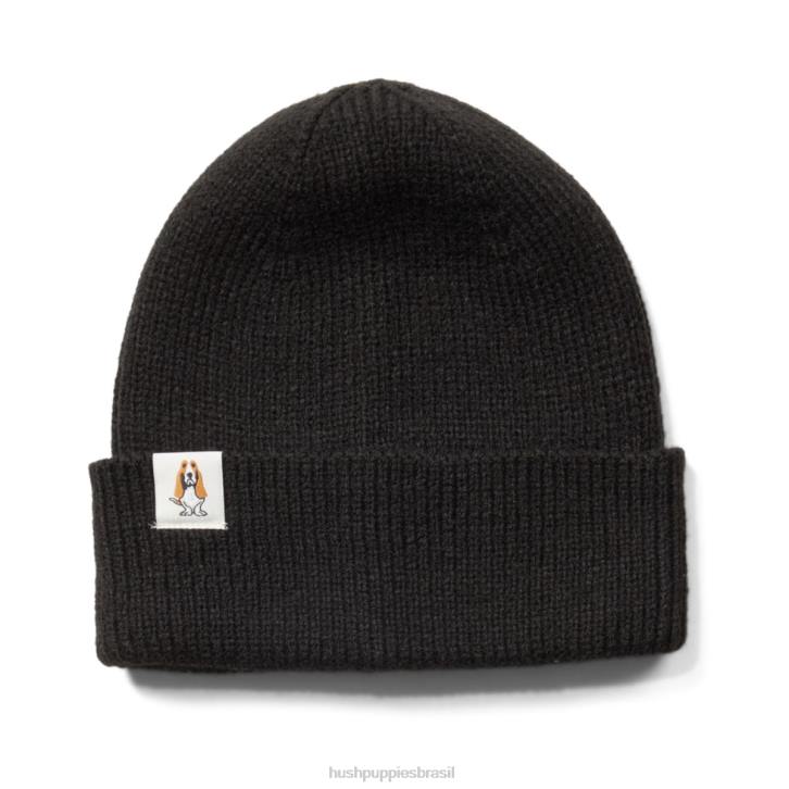 preto gorro de malha mulheres Hush Puppies gorro ZZ6R257