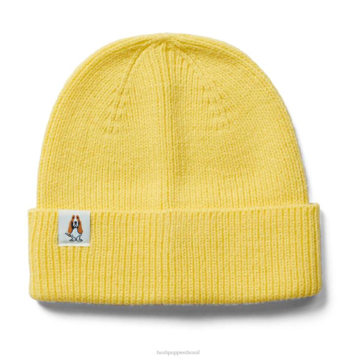sol amarelo gorro de malha mulheres Hush Puppies gorro ZZ6R260