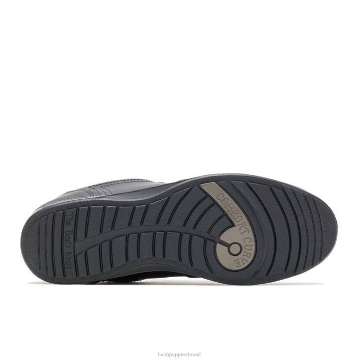 couro preto andador clássico mulheres Hush Puppies sapatos de caminhada ZZ6R235
