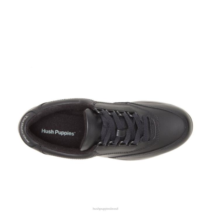 couro preto andador clássico mulheres Hush Puppies sapatos de caminhada ZZ6R235
