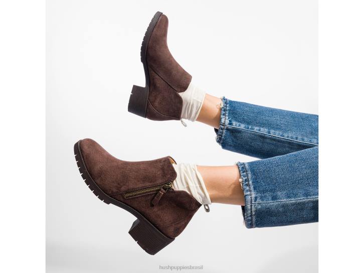Couro Marrom bota hadley com zíper lateral mulheres Hush Puppies bota ZZ6R184