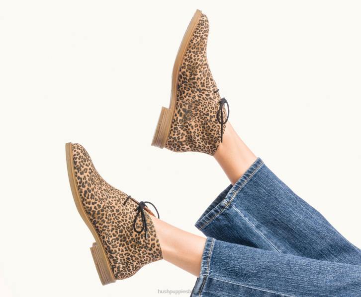 camurça com estampa de leopardo bailey chukka 2 mulheres Hush Puppies bota ZZ6R197