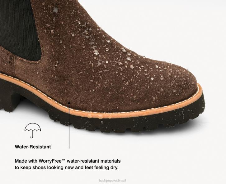 camurça marrom chocolate bota amelia chelsea mulheres Hush Puppies bota ZZ6R155