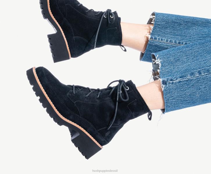 camurça marrom escuro bota de renda amelia mulheres Hush Puppies bota ZZ6R174