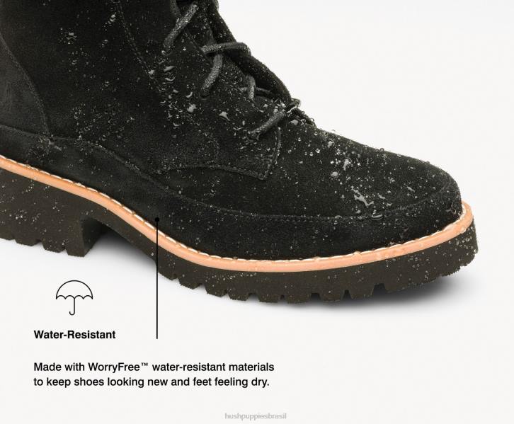 camurça marrom escuro bota de renda amelia mulheres Hush Puppies bota ZZ6R174