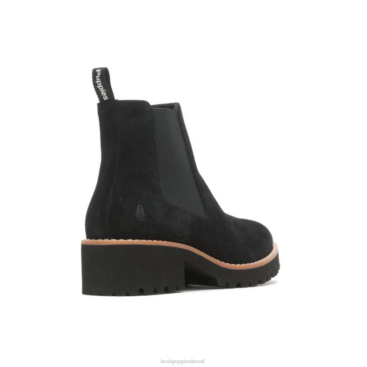 camurça preta ousada bota amelia chelsea mulheres Hush Puppies bota ZZ6R159