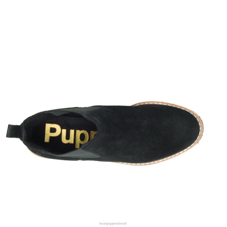 camurça preta ousada bota amelia chelsea mulheres Hush Puppies bota ZZ6R159