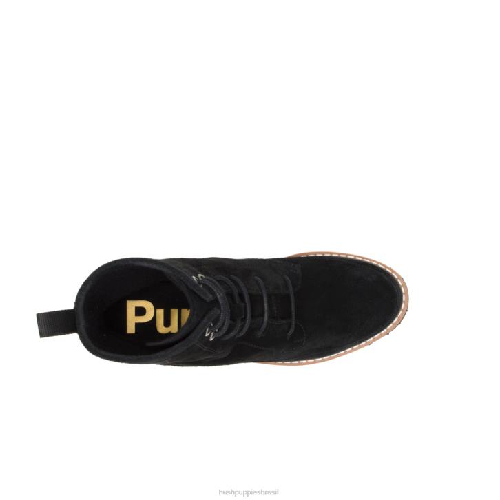 camurça preta ousada bota de renda amelia mulheres Hush Puppies bota ZZ6R175