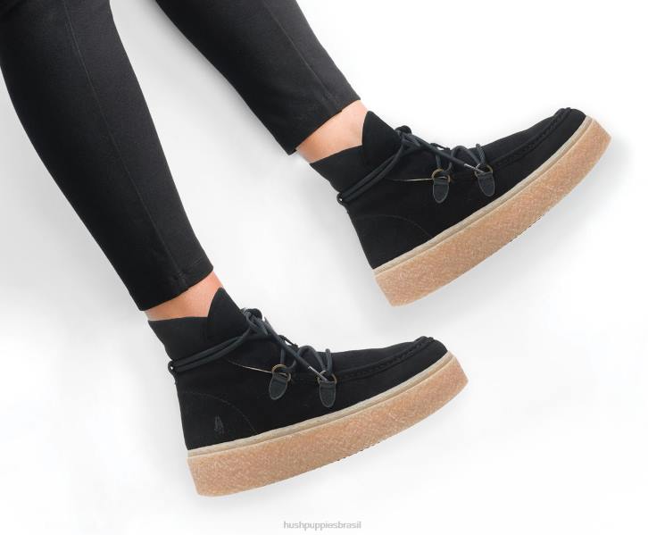 camurça preta ousada bota de renda chukka bridget mulheres Hush Puppies bota ZZ6R178