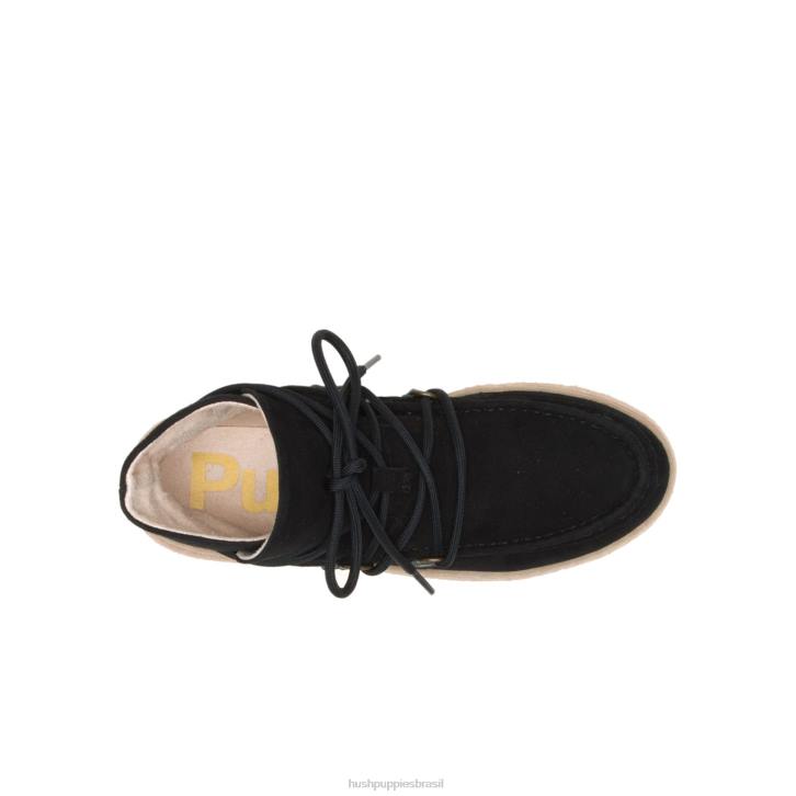 camurça preta ousada bota de renda chukka bridget mulheres Hush Puppies bota ZZ6R178