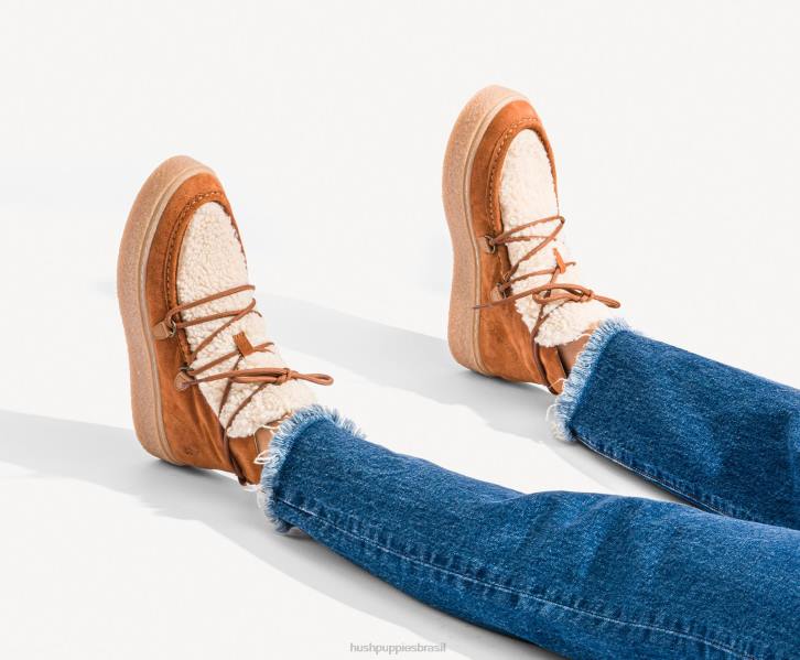 conhaque aconchegante bota de renda chukka bridget mulheres Hush Puppies bota ZZ6R179