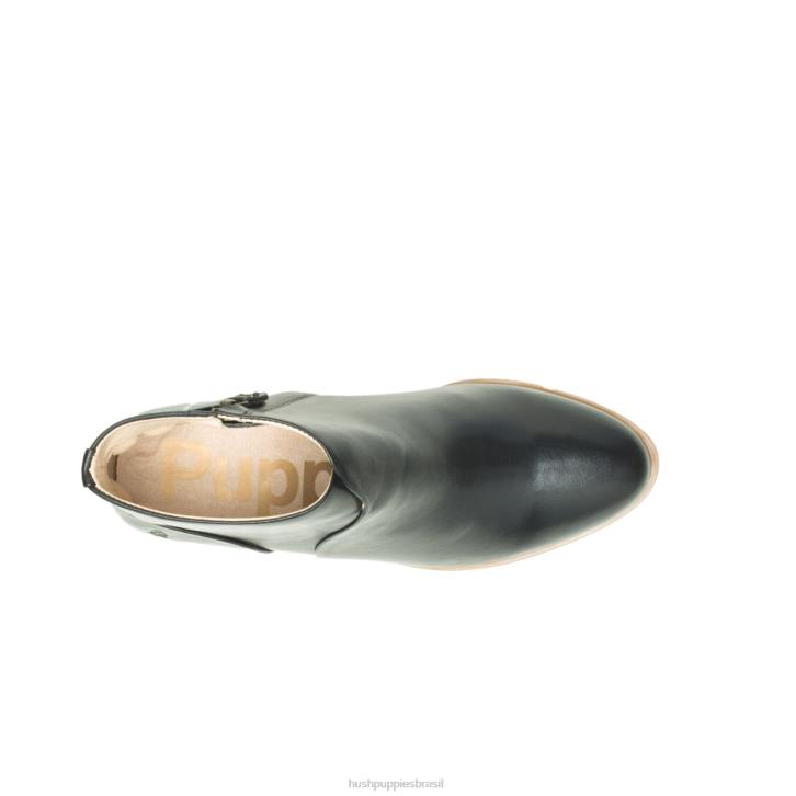 couro preto bota siena mulheres Hush Puppies bota ZZ6R189