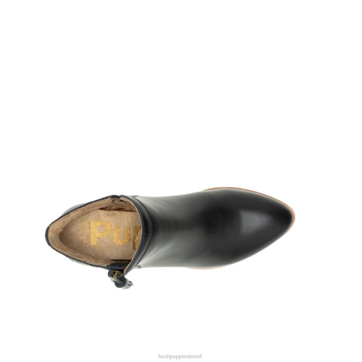 couro preto ousado bota de borla serra mulheres Hush Puppies bota ZZ6R158