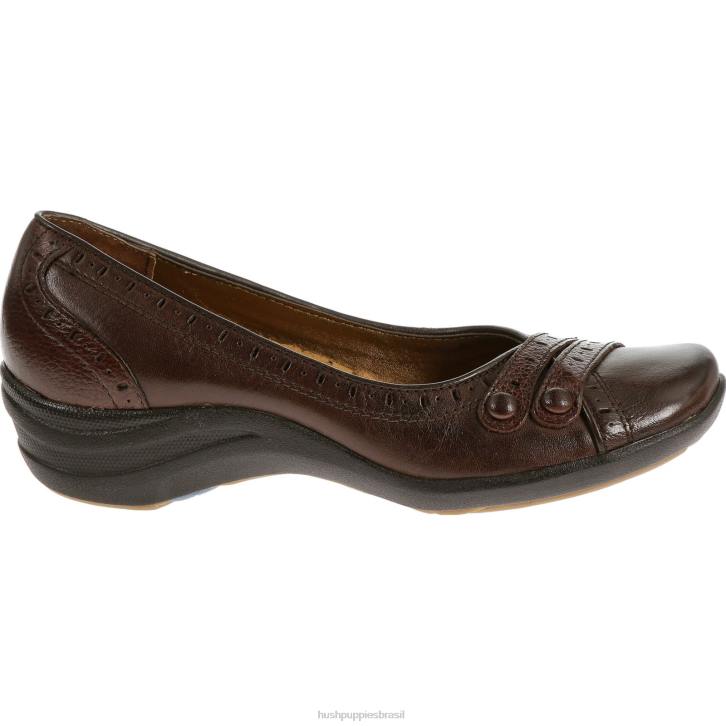 couro marrom escuro burlesco mulheres Hush Puppies sapatos casuais ZZ6R234