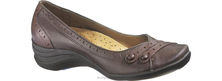 couro marrom escuro burlesco mulheres Hush Puppies sapatos casuais ZZ6R234