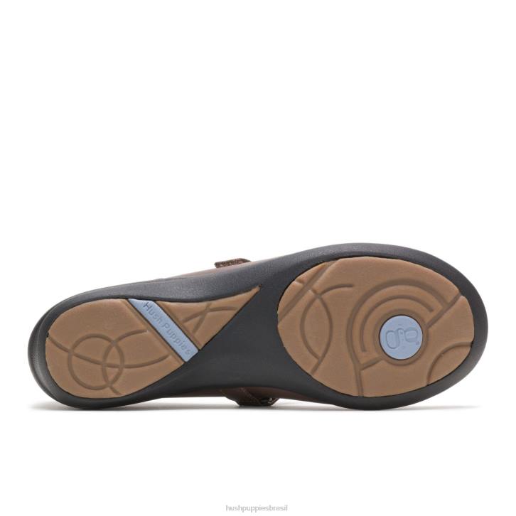 couro marrom escuro mary jane épica mulheres Hush Puppies sapatos casuais ZZ6R229