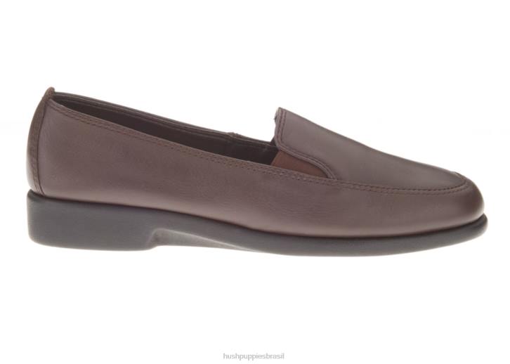 couro marrom escuro paraíso mulheres Hush Puppies sapatos casuais ZZ6R227