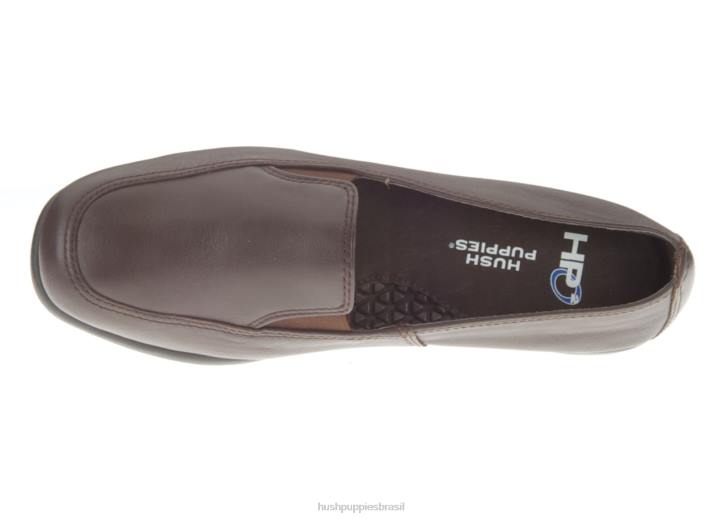 couro marrom escuro paraíso mulheres Hush Puppies sapatos casuais ZZ6R227