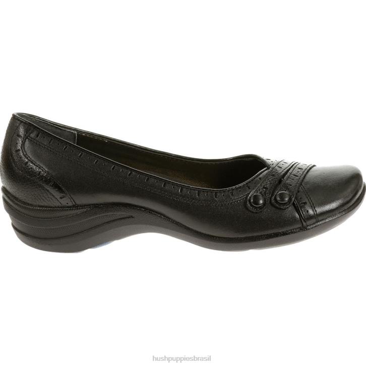 couro preto burlesco mulheres Hush Puppies sapatos casuais ZZ6R233