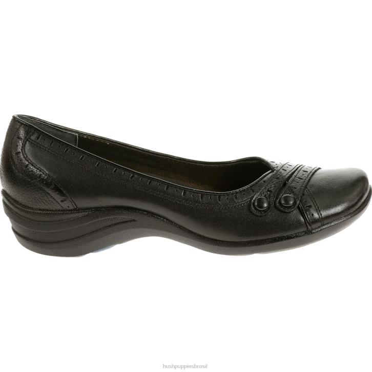 couro preto burlesco mulheres Hush Puppies sapatos casuais ZZ6R233