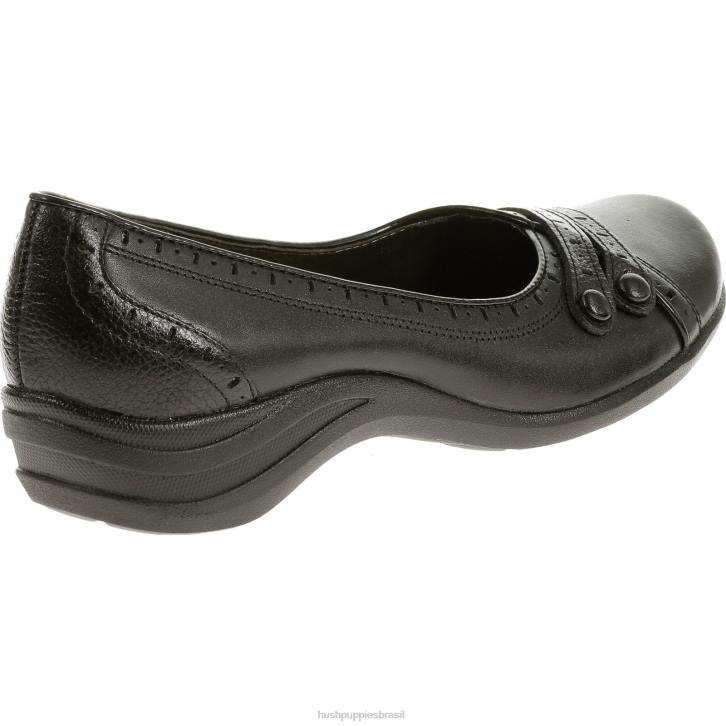 couro preto burlesco mulheres Hush Puppies sapatos casuais ZZ6R233