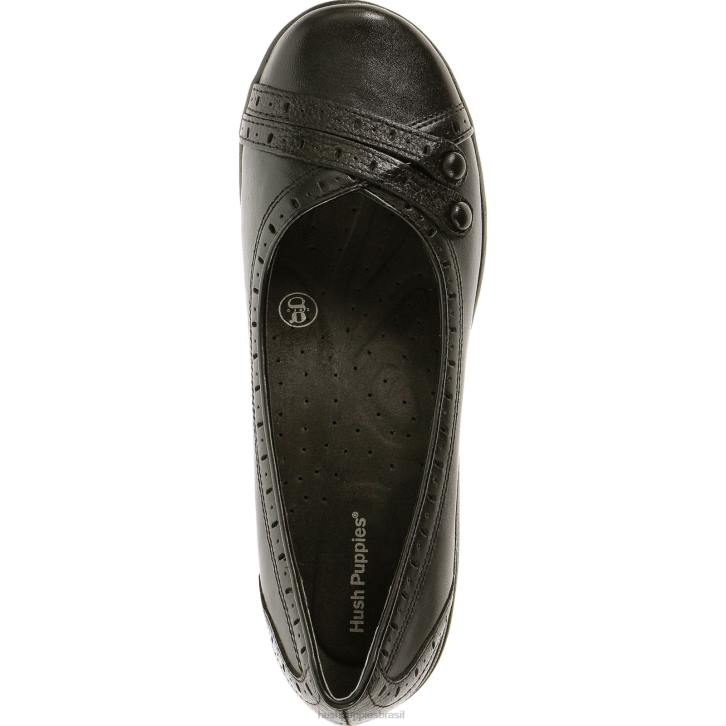 couro preto burlesco mulheres Hush Puppies sapatos casuais ZZ6R233