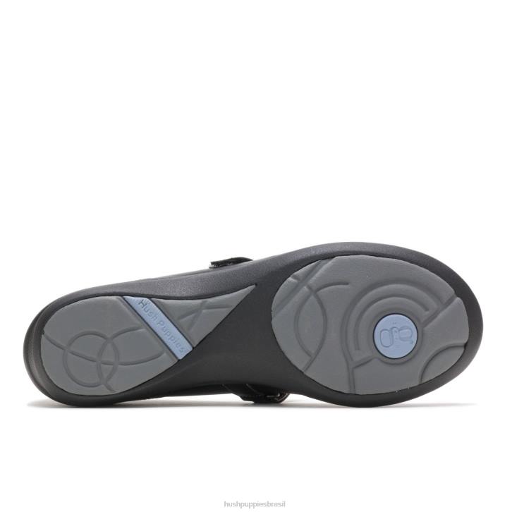 couro preto mary jane épica mulheres Hush Puppies sapatos casuais ZZ6R228