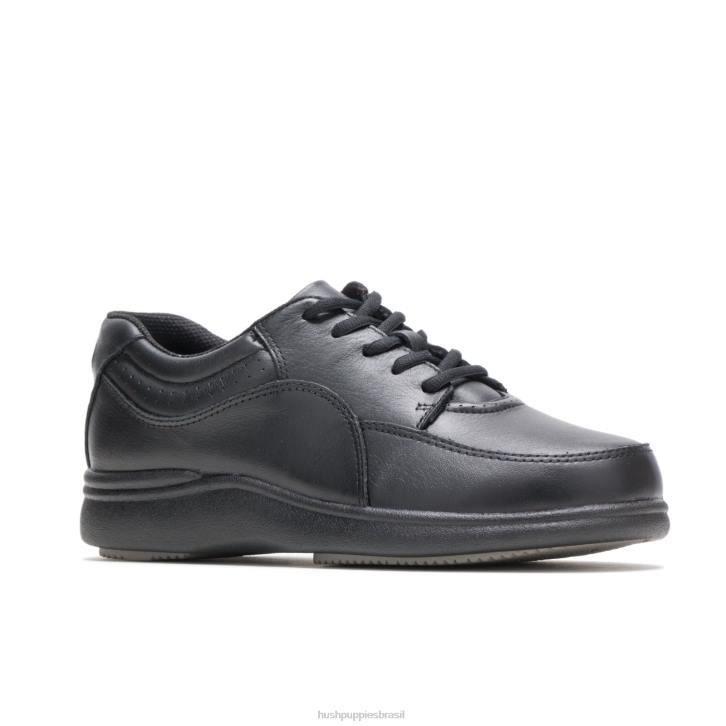 couro preto power walker mulheres Hush Puppies sapatos casuais ZZ6R232