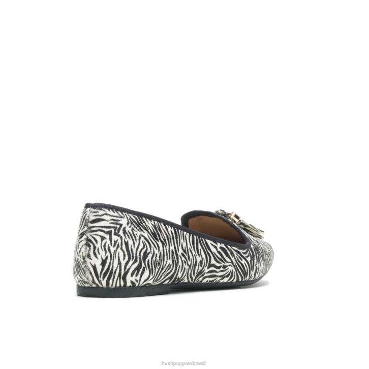 cabelo de bezerro zebra sapatilha sadie com borlas mulheres Hush Puppies escorregar em ZZ6R96
