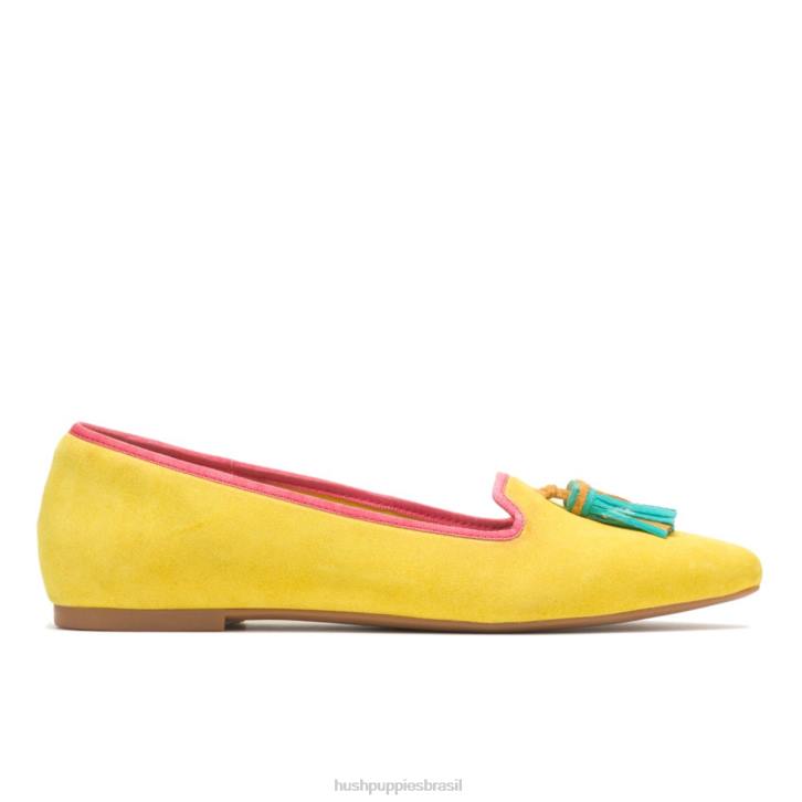 camurça amarelo sol sapatilha sadie com borlas mulheres Hush Puppies escorregar em ZZ6R99