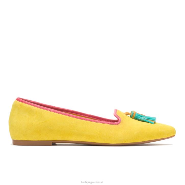 camurça amarelo sol sapatilha sadie com borlas mulheres Hush Puppies escorregar em ZZ6R99