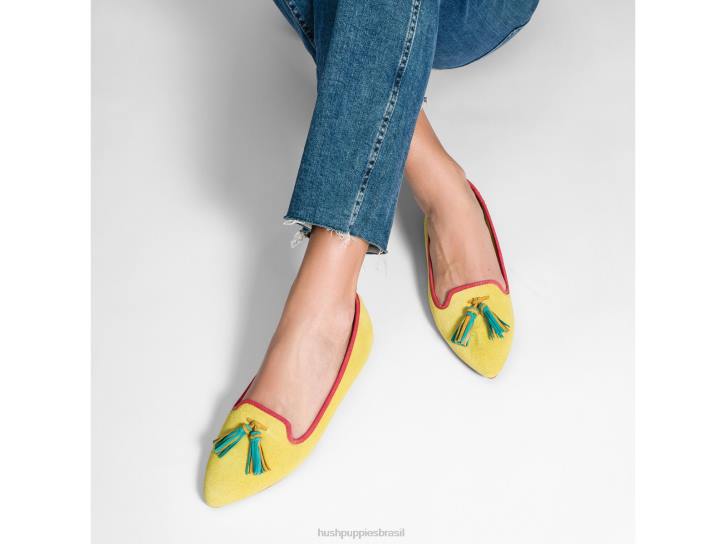 camurça amarelo sol sapatilha sadie com borlas mulheres Hush Puppies escorregar em ZZ6R99