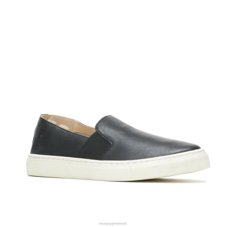 couro preto ousado noelle escorregar mulheres Hush Puppies escorregar em ZZ6R74