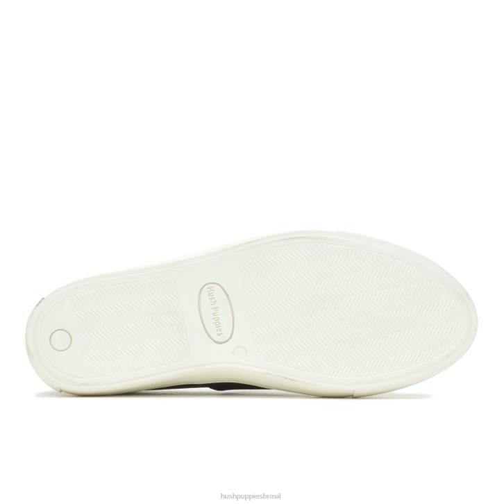 couro preto ousado noelle escorregar mulheres Hush Puppies escorregar em ZZ6R74