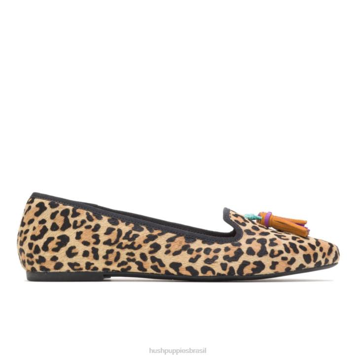 pelo de leopardo sapatilha sadie com borlas mulheres Hush Puppies escorregar em ZZ6R97