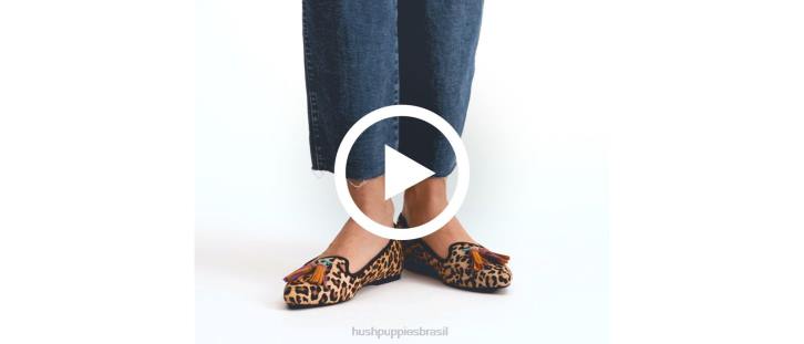 pelo de leopardo sapatilha sadie com borlas mulheres Hush Puppies escorregar em ZZ6R97