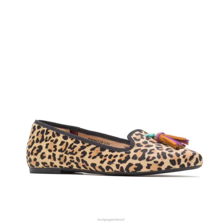 pelo de leopardo sapatilha sadie com borlas mulheres Hush Puppies escorregar em ZZ6R97