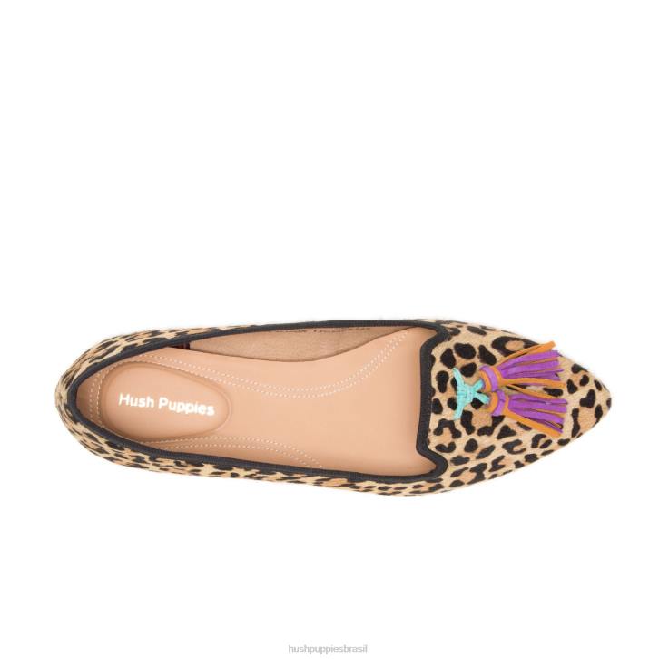 pelo de leopardo sapatilha sadie com borlas mulheres Hush Puppies escorregar em ZZ6R97