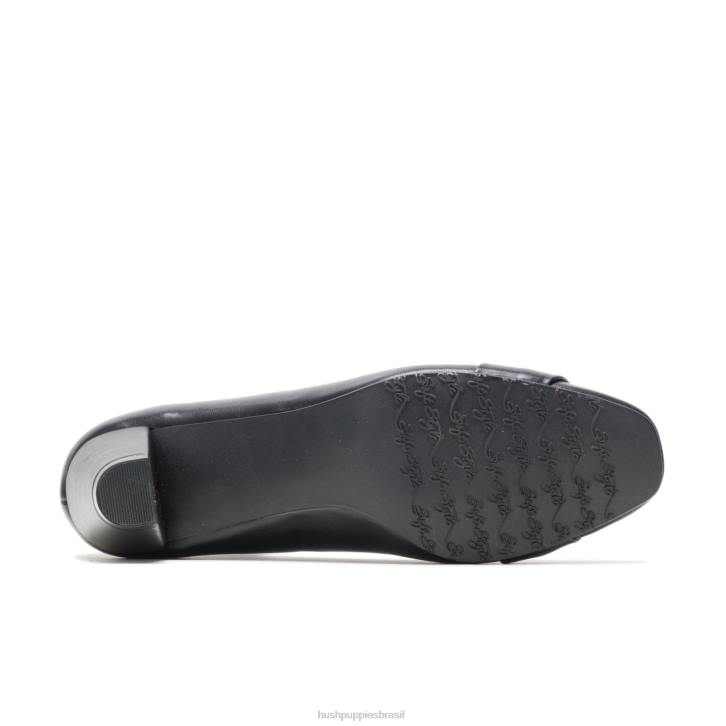 couro preto mabry mulheres Hush Puppies estilo suave ZZ6R219