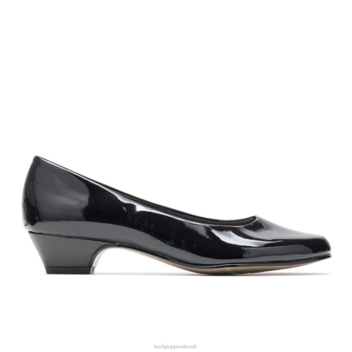 patente preta anjo ii mulheres Hush Puppies estilo suave ZZ6R206