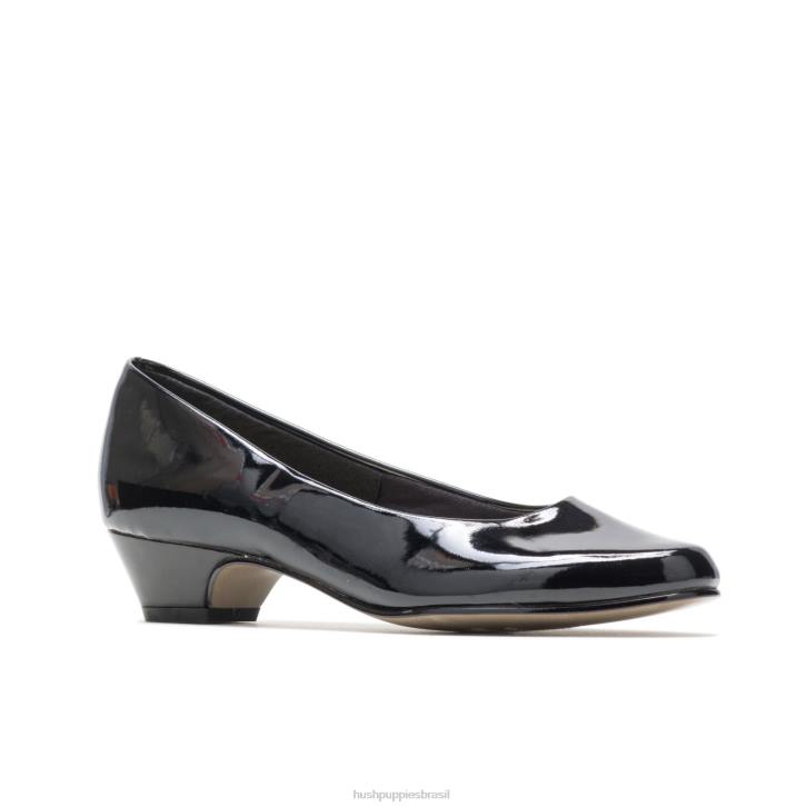 patente preta anjo ii mulheres Hush Puppies estilo suave ZZ6R206