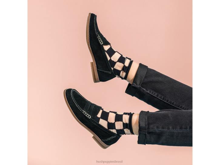 Camurça preta mocassim carriça mulheres Hush Puppies mocassim ZZ6R41